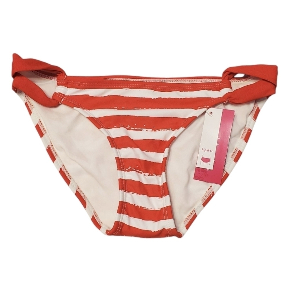 NWT Xhilaration Women's Striped Hipster Swim Bikini Bottom S - Picture 2 of 5